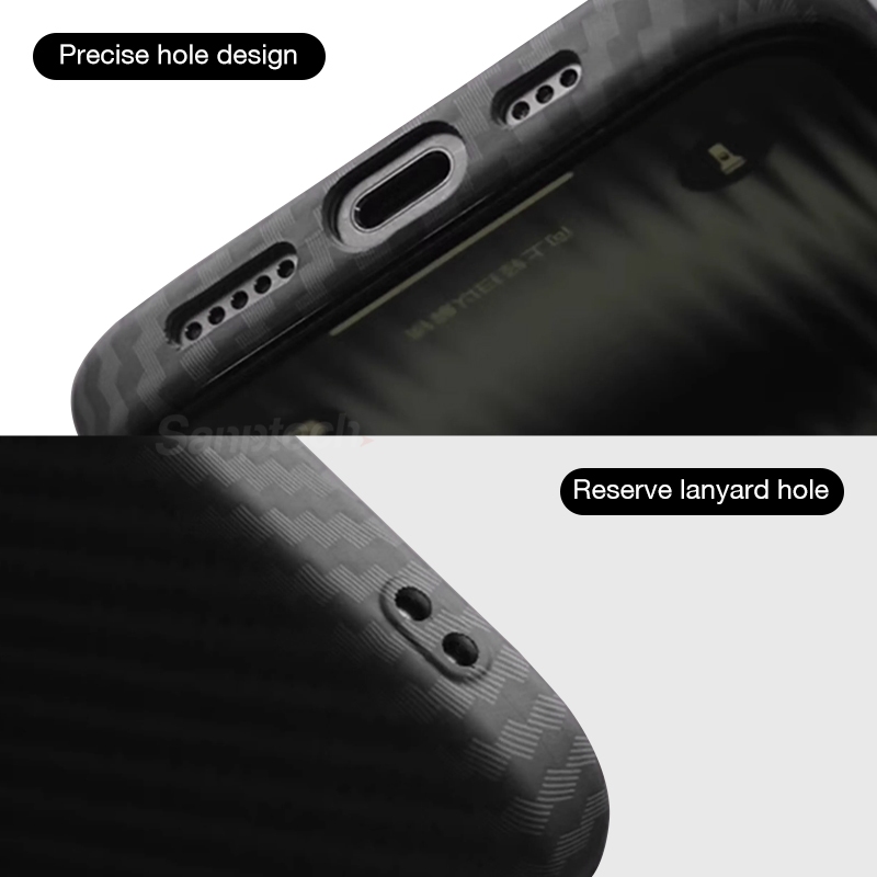 Sanptoch สําหรับแม่เหล็กคาร์บอนไฟเบอร์เคสโทรศัพท์สําหรับ iPhone 16 15 14 13 Pro Max Matte คลาสสิกลายกันกระแทกปกแข็งผิว Slim ป้องกันปลอก