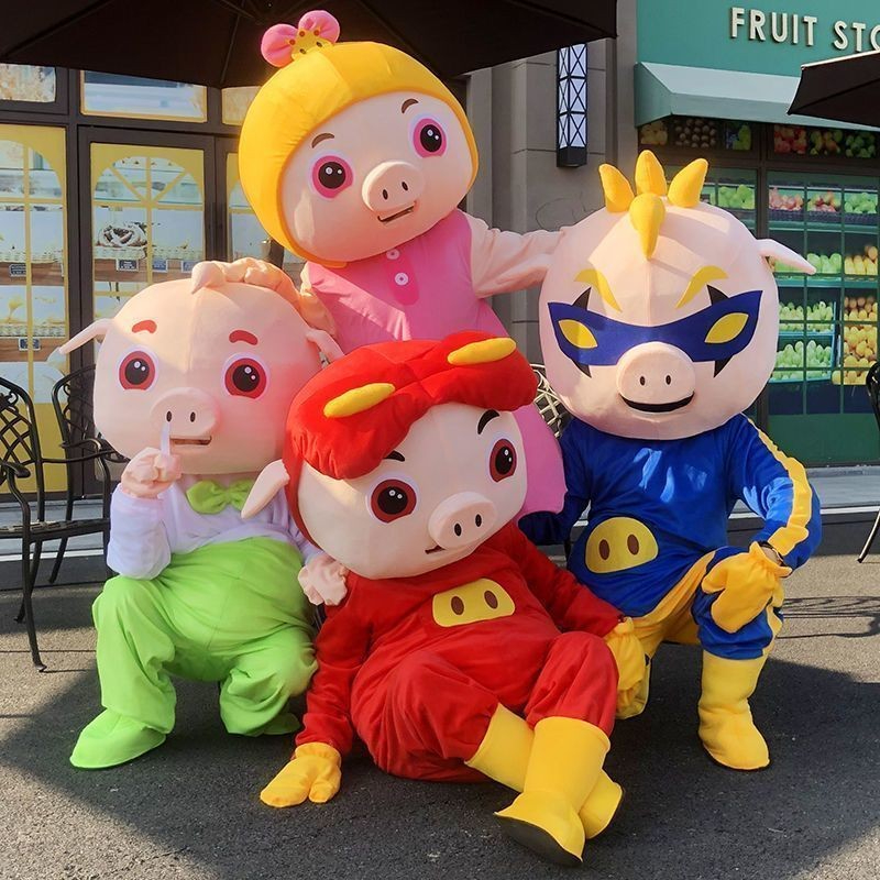 Pigman cos ตุ๊กตาการ์ตูนเครื่องแต่งกายเจ้าหญิง Feifei Dumb Bobby Superman Strongman สวมชุดตุ๊กตา