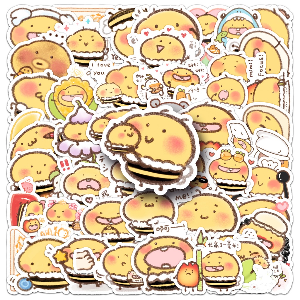 50 ชิ้นใหม่น่ารัก Bee mimi สติกเกอร์สําหรับ DIY หมวกกันน็อคจักรยานบัญชีมือกรณีดินสอ Graffiti กันน้ําตกแต่งของขวัญ