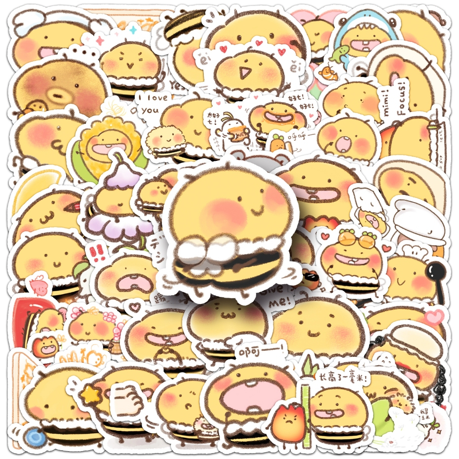 50 ชิ้นน่ารัก Bee mimi Graffiti สติกเกอร์กันน้ํา DIY สําหรับเคสโทรศัพท์แล็ปท็อปหมวกกันน็อครถสติกเกอร์ Creative Home Decal