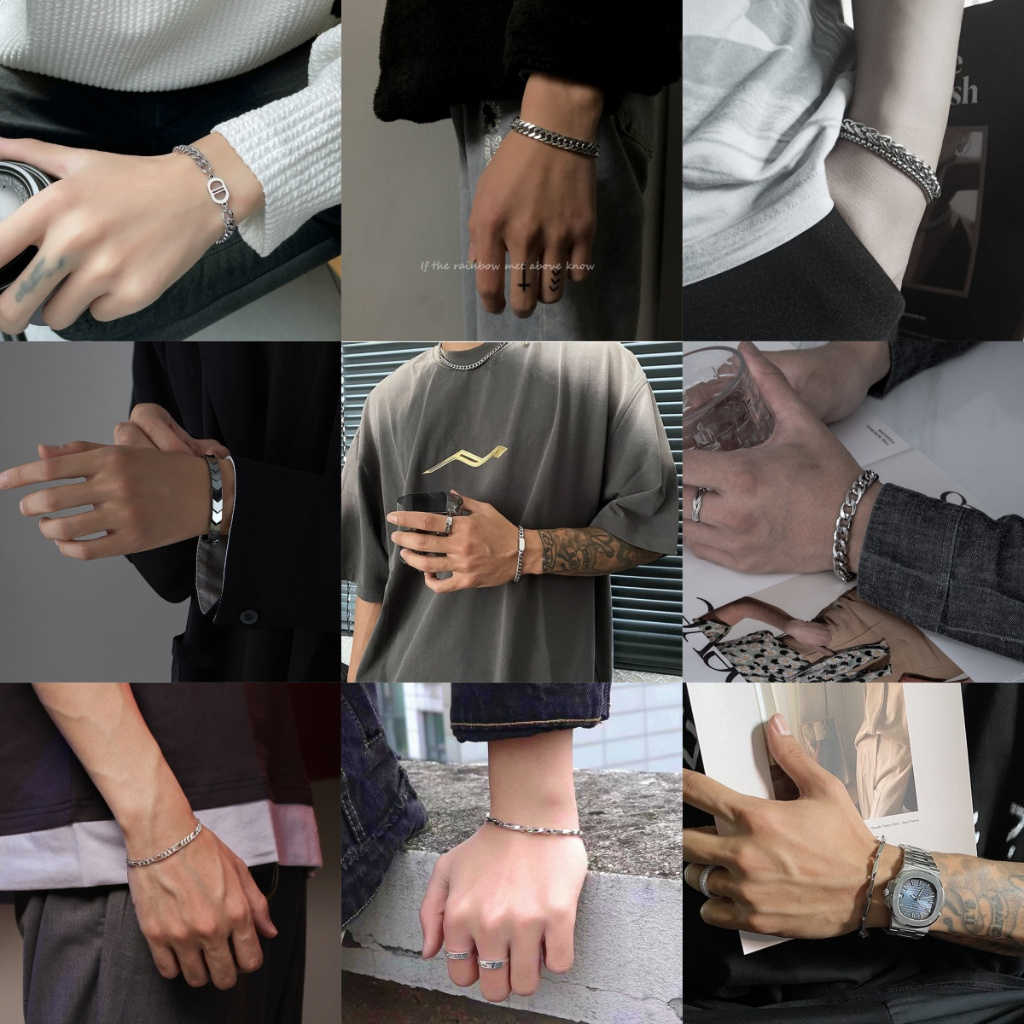 【AnnaHouse】สร้อยข้อมือสเตนเลส แฟชั่นสําหรับผู้ชาย และผู้หญิง 001