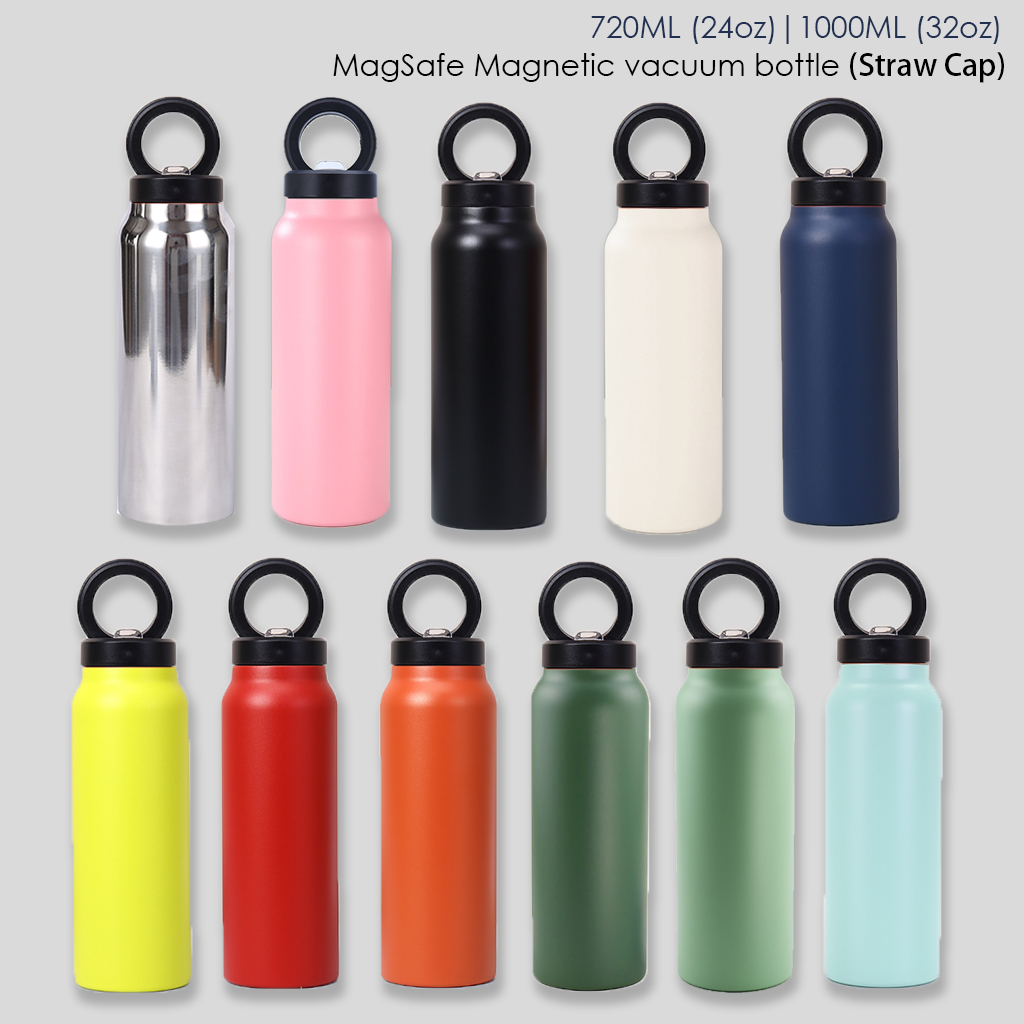 ขวดน้ำ Magsafe ส่วนบุคคลพร้อมที่วางโทรศัพท์ 720ml 1000ml 24oz 32oz แม่เหล็กสแตนเลสฉนวนถังของขวัญที่กำหนดเอง