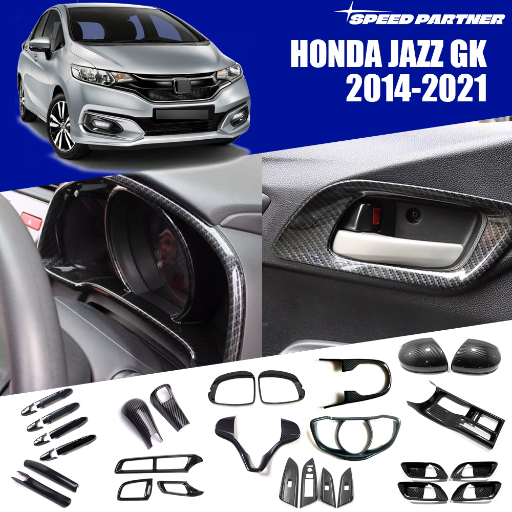 Honda jazz คิ้วพวงมาลัย ฝาครอบกระจกมองหลัง อุปกรณ์ตกแต่งภายใน/ภายนอก สําหรับ jazz gk (2014-2021)