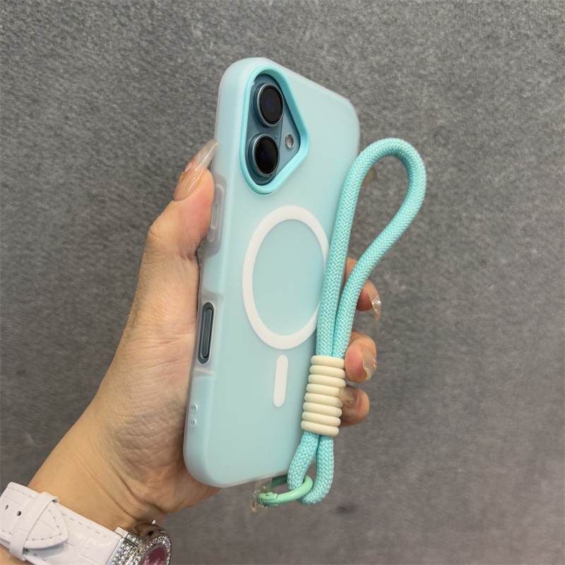 .เคส Iphone พร้อมสายคล้องเชือกเส้นเล็กskin-fell 2 in 1 เคสโทรศัพท์แม่เหล็กสําหรับ iPhone 16 15 14 13 12 Pro max 11 16 Plus พร้อมเคสกันกระแทกความงาม iPhone soft case