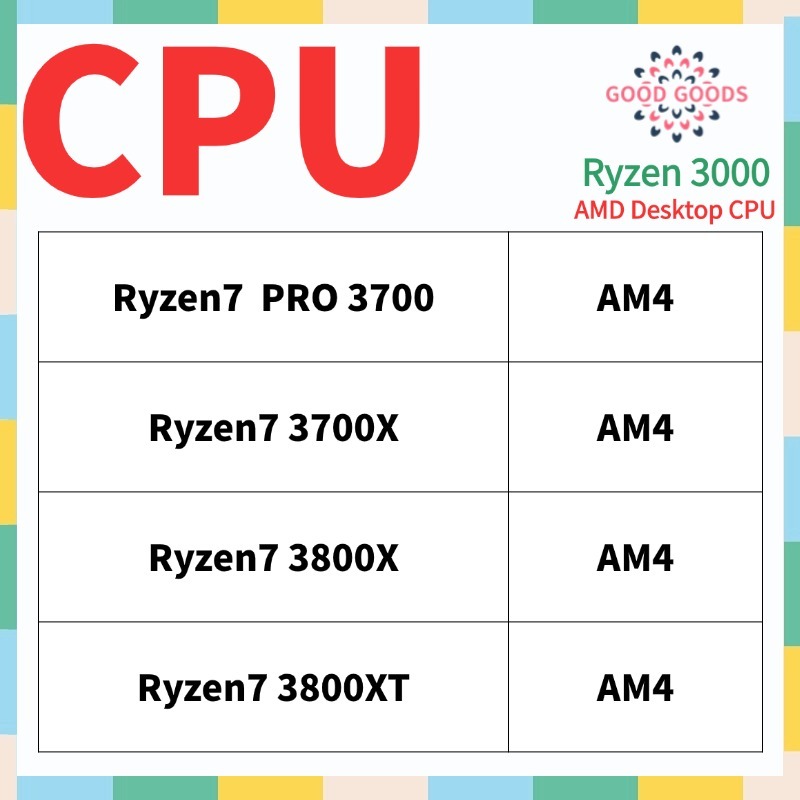 Ryzen7 PRO 3700 Ryzen7 3700X Ryzen7 3800X Ryzen7 3800XT AMD Ryzen 3000 โปรเซสเซอร์เดสก์ท็อป CPU ซ็อก