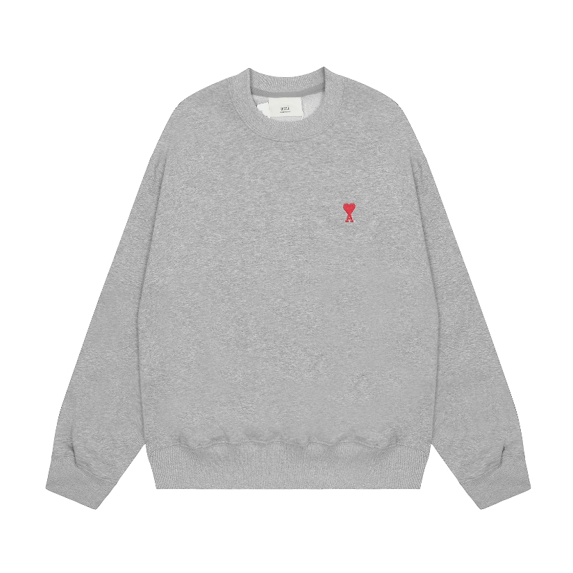 Street Wear Casual Sweatshirt Little Red Heart เย็บปักถักร้อยออกแบบหัตถกรรมแขนยาวคอกลม Terry Swe
