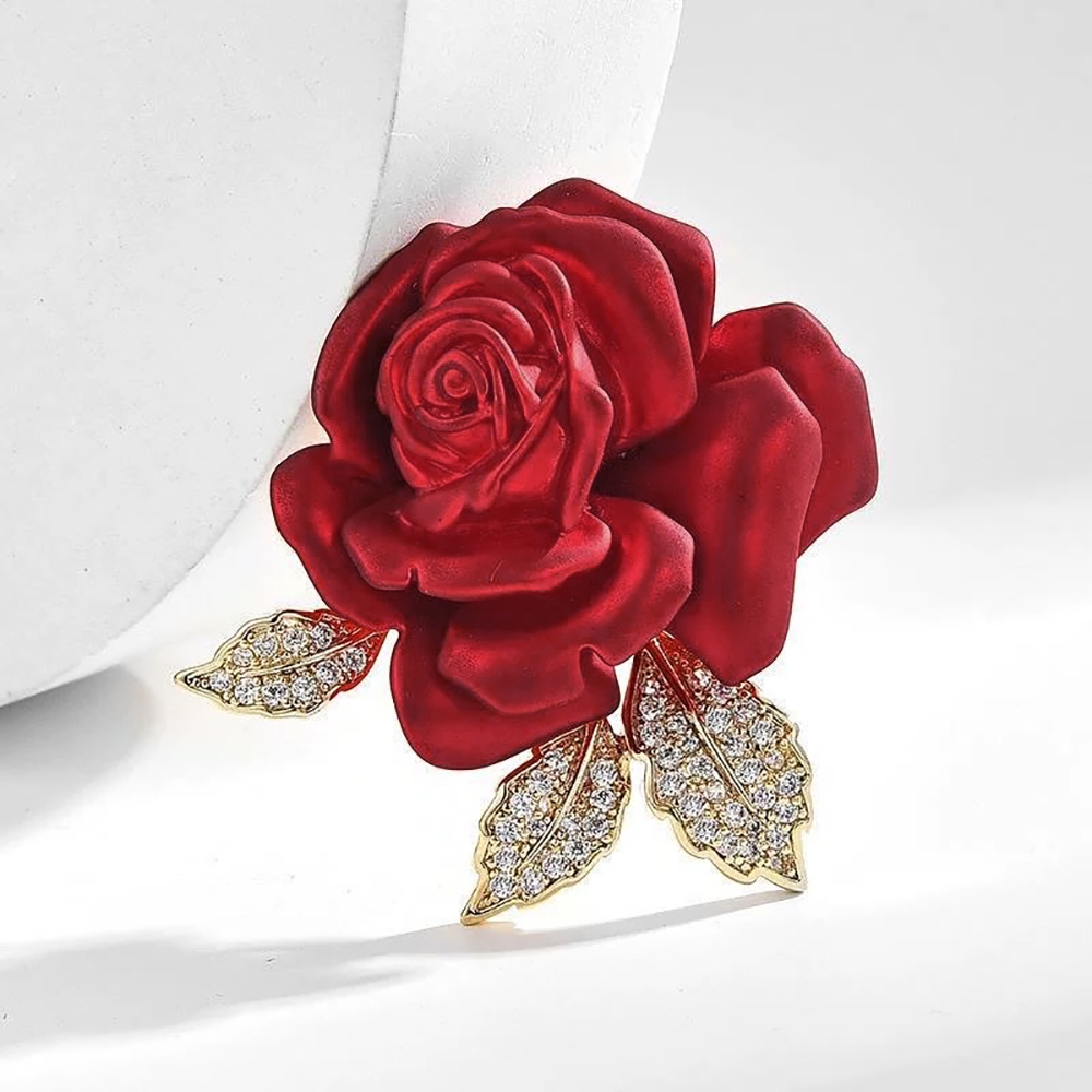 Red Rose Temperament เข็มกลัด High-End Suit Accessories เข็มกลัดมุกดอกไม้ All-Match Pin