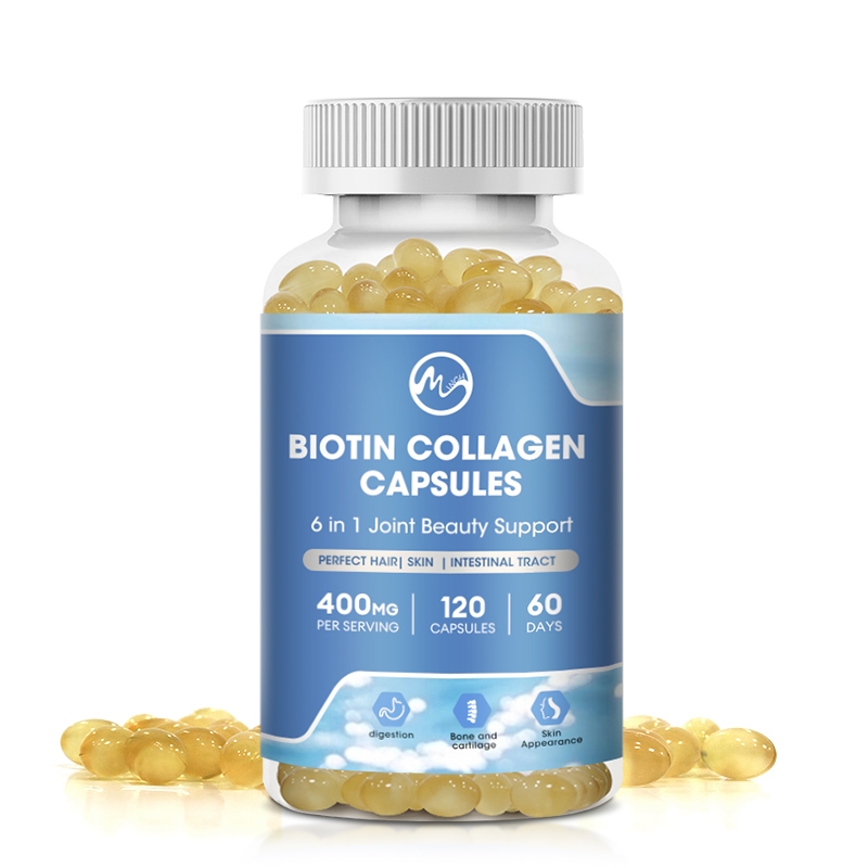 Minch Biotin แคปซูลคอลลาเจนเคราติน แมกนีเซียม วิตามิน D3 K2 ป้องกันผมร่วง วิตามินเสริมไบโอติน ดูแลผิว เสริมความงาม
