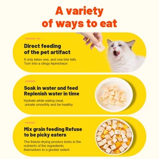 FOLOPETS 50/100g Cat Freeze-Dried Snacks 100% Freeze-Dried Chicken Cat Snacks ไม่มีเกลือขนมแมวบํารุงขนและรสชาติอร่อย