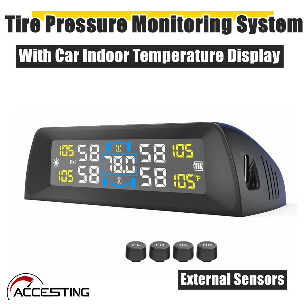 🔰จัดส่งจากประเทศไทย🔰ด้วยจอแสดงผลอุณหภูมิในรถยนต์TPMS ระบบตรวจสอบความดันยางรถพลังงานแสงอาทิตย์พร้อมจอแสดงผล LCD ดิจิตอล USB ขับเคลื่อนสัญญาณเตือนความปลอดภัยในรถยนต์พร้อมเซ็นเซอร