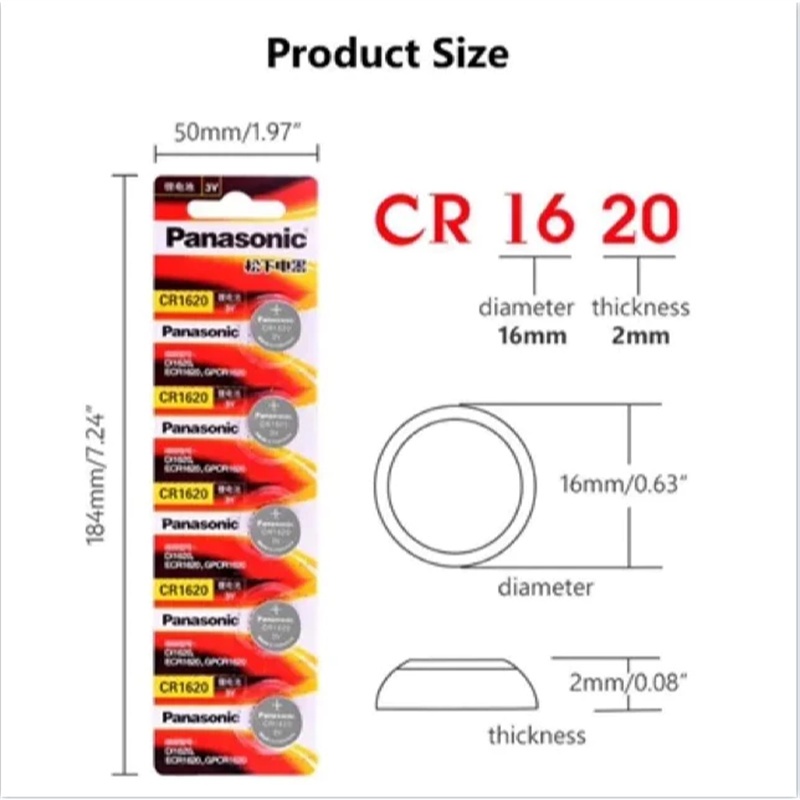 Panasonic Battery Lithium Coin CR 1620/16/1220/1632/2016/2025/2032, เหมาะสําหรับนาฬิกาปลุกรถยนต์กล้องนาฬิกาเครื่องชั่งน้ําหนักและอุปกรณ์ไฮเทคอื่นๆ