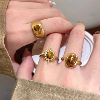 เกาหลีแฟชั่นดอกทานตะวันเสือตาหินแหวนผู้หญิงสีทอง อิน ของขวัญ…