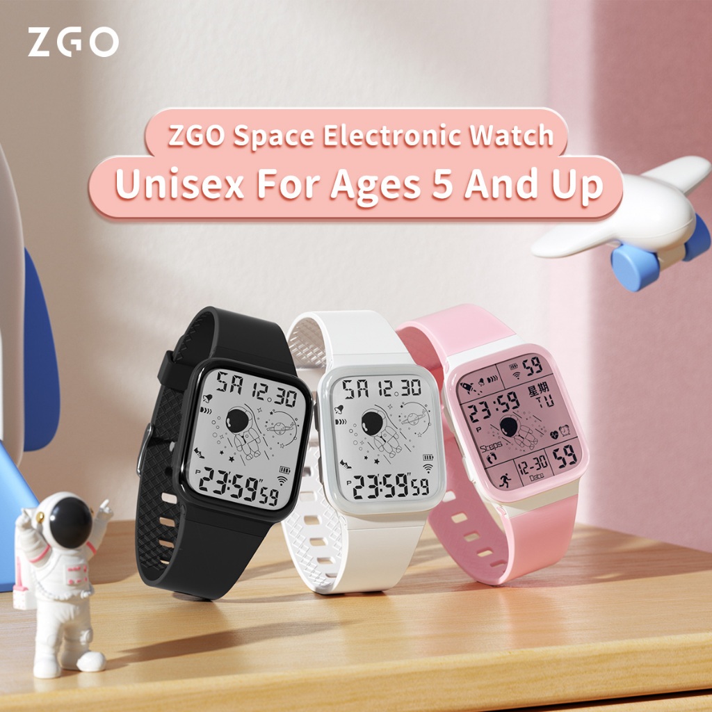 Zgo นาฬิกาสําหรับเด็กชายหญิงนาฬิกาปลุกเรืองแสงกันน้ํานาฬิกาสปอร์ตอิเล็กทรอนิกส์พร้อมกล่อง 8616