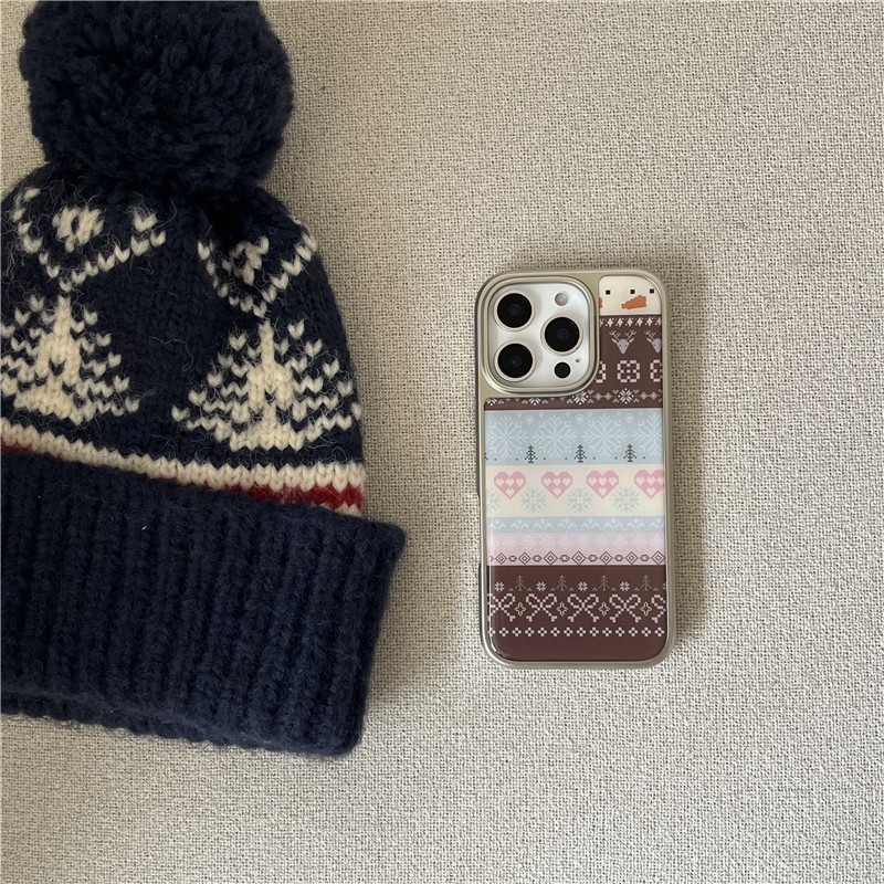 เคสโทรศัพท์ iPhone 16 Pro max 15 Pro max ขอบชุบด้วยไฟฟ้า Snowman รูปแบบโบว์วัสดุกาวเคสโทรศัพท์