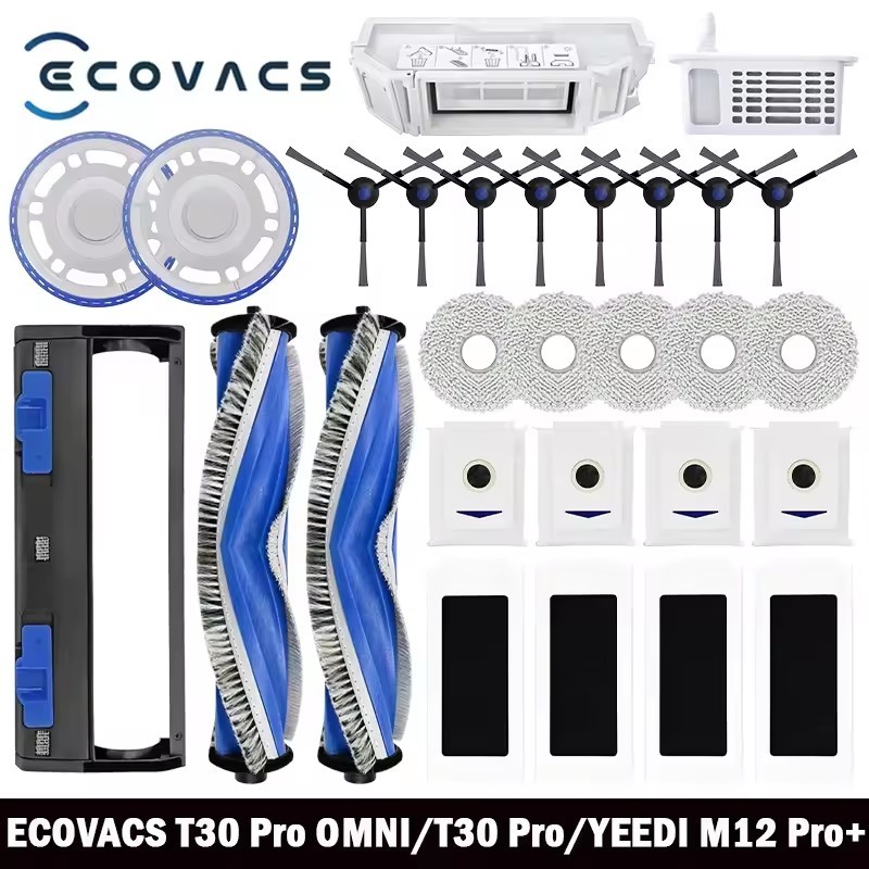 Ecovacs Debot T30 Pro T30 Pro Omni T30 Max อะไหล่แปรงด้านข้าง ผ้าม็อบ และไส้กรองฝุ่น สําหรับ