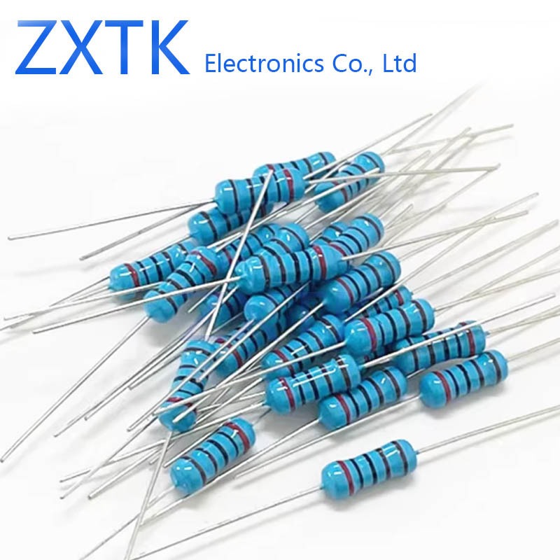 50pcs 1W ตัวต้านทานฟิล์มโลหะ 1% 0.1R - 910R โอห์ม 1R 10R 20R 33R 50R 100R 120R 240R 390R 680R ตัวต้านทานฟิล์มโลหะ OHM