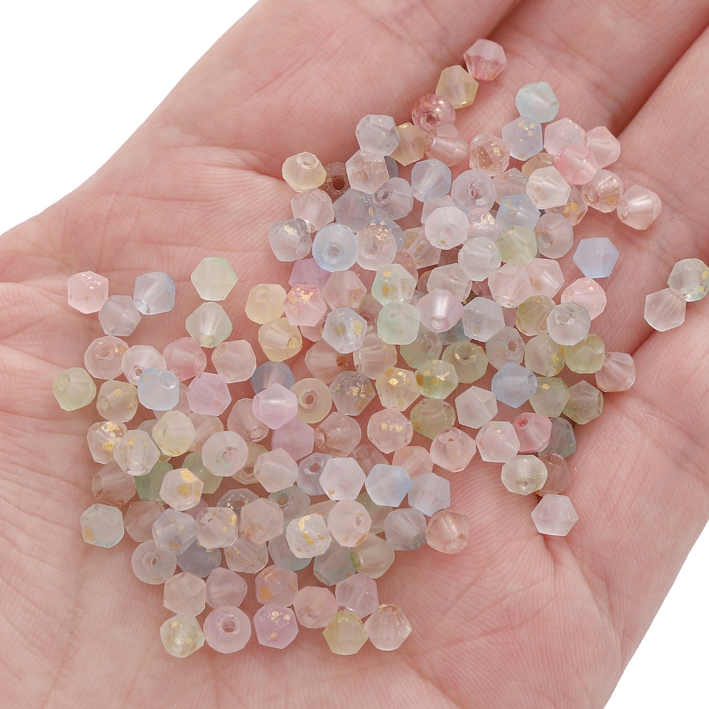 [4 มม.] ลูกปัดแหลม Frosted Golden Fragmented Rice Bead ลูกปัดแก้วชี้ DIY Handmade