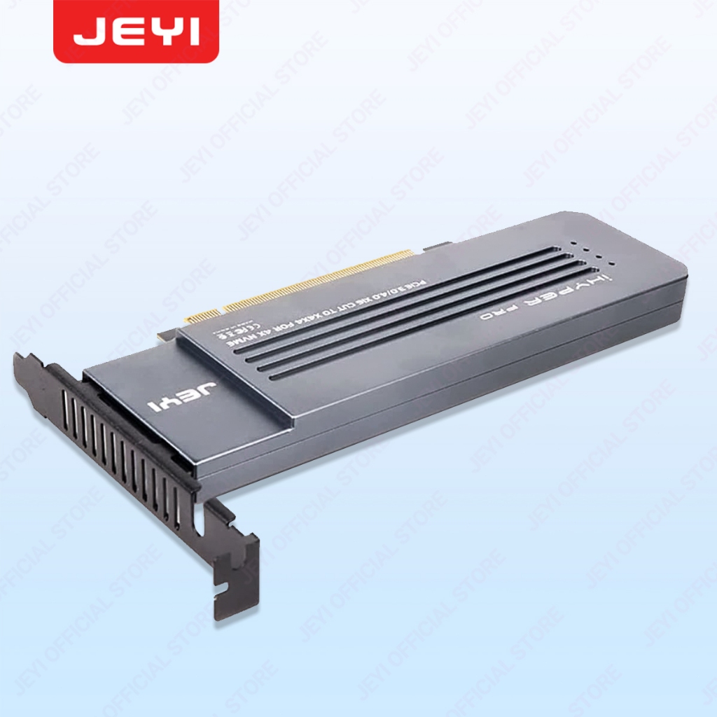 Jeyi การ์ดขยาย SSD M.2 X16 PCIe 4.0 X4 พร้อมฮีทซิงค์ รองรับ 4 NVMe M.2 2280 ถึง 256Gbps รองรับการบิฟเฟอร์