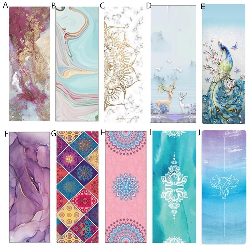 เสื่อโยคะ ยางพาราธรรมชาติ กันลื่น พิมพ์ลาย สีทอง ขนาด 5 มม.