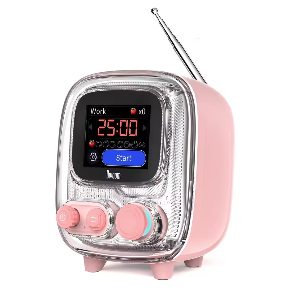 Divoom Tiivoo-2 ลําโพงบลูทูธแบบพกพาพร้อมวิทยุ FM,Pixel Art Retro Mini ลําโพงไร้สายน่ารักขนาดเล็ก,ตกแต่งวินเทจ