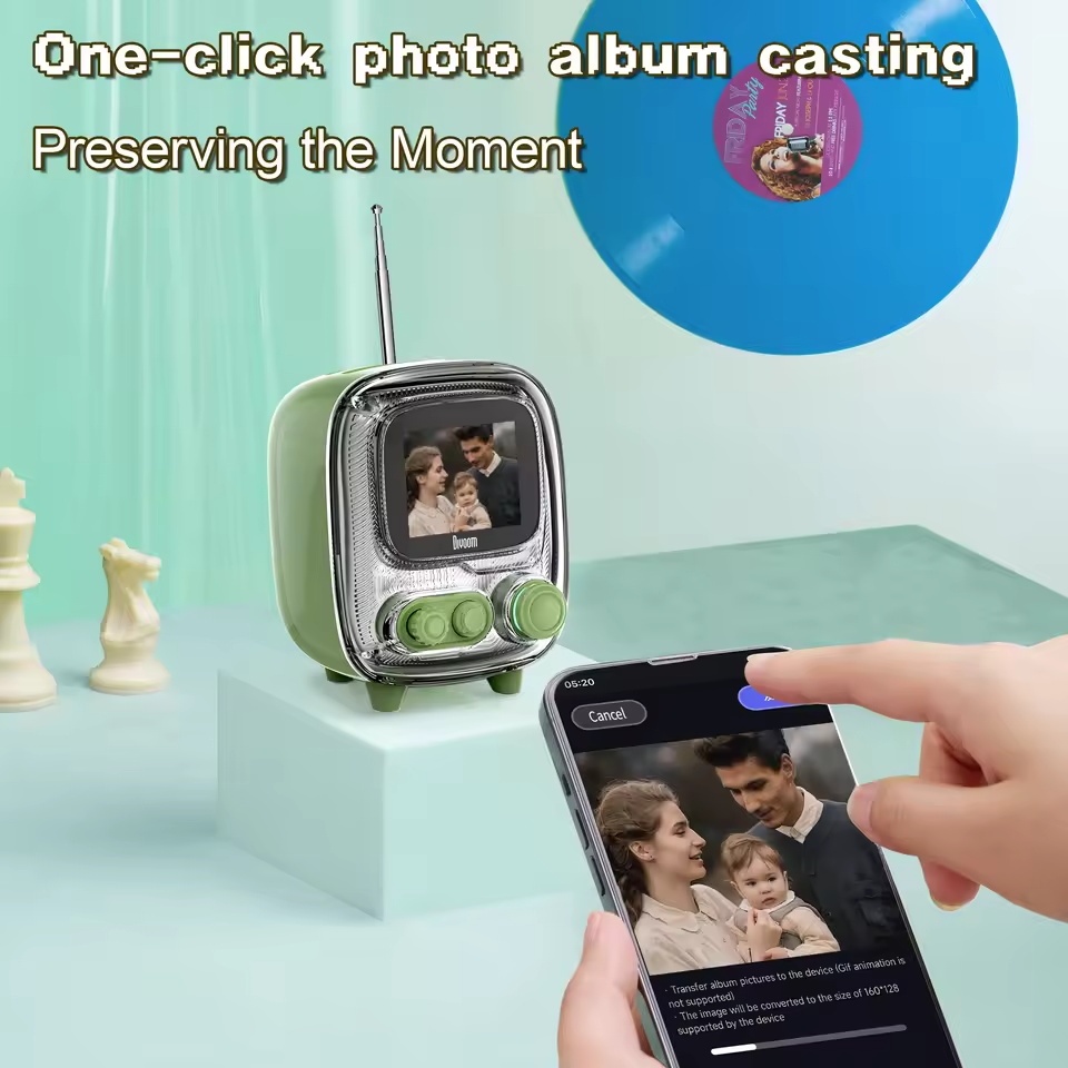 Divoom Tiivoo-2 ลําโพงบลูทูธแบบพกพาพร้อมวิทยุ FM,Pixel Art Retro Mini ลําโพงไร้สายน่ารักขนาดเล็ก,ตกแต่งวินเทจ