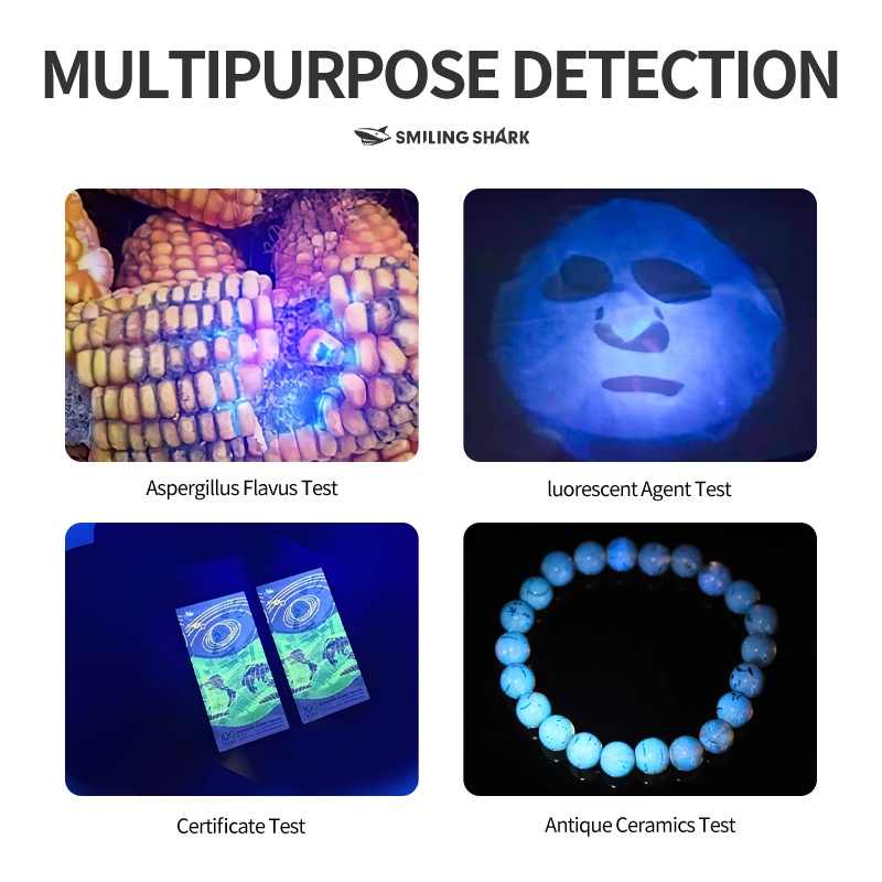 SmilingShark SD5310 ไฟฉาย led แสงสีม่วง ยูวี 365 นาโนเมตร สารเรืองแสง คบเพลิง 3โหมด Type-C ชาร์จใหม่ได้ เหมาะสำหรับการตรวจสอบผัก ธนบัตร การระบุสมบัติ - รูปที่ 2
