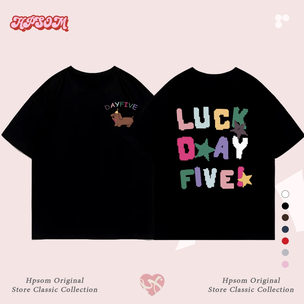 HPSOM🐶 เสื้อยืด oversize ลายการ์ตูนหมาน่ารักพร้อมตัวอักษรสำหรับผู้หญิง คอตตอนแท้ พร้อมส่ง