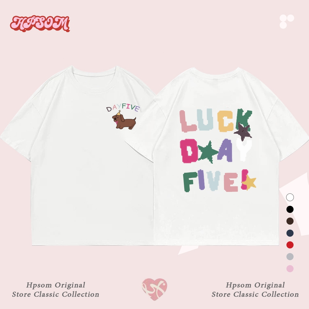 HPSOM🐶 เสื้อยืด oversize ลายการ์ตูนหมาน่ารักพร้อมตัวอักษรสำหรับผู้หญิง คอตตอนแท้ พร้อมส่ง