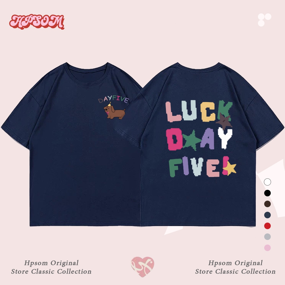 HPSOM🐶 เสื้อยืด oversize ลายการ์ตูนหมาน่ารักพร้อมตัวอักษรสำหรับผู้หญิง คอตตอนแท้ พร้อมส่ง