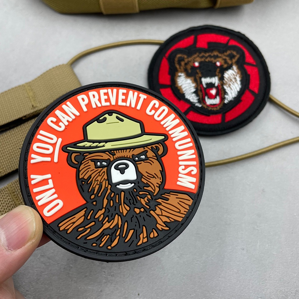 Communsm Tactical Bear PVC Rubber Patch เย็บปักถักร้อย Badge Fastener