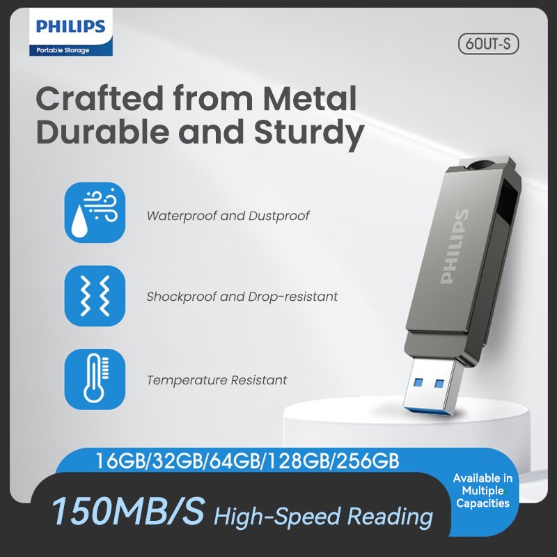 【Genuine  Philips】USB3.2 Flash Transfer+Type-C แฟลชไดรฟ์อินเทอร์เฟซคู่  32GB/64GB USB3.0 Memory Stick