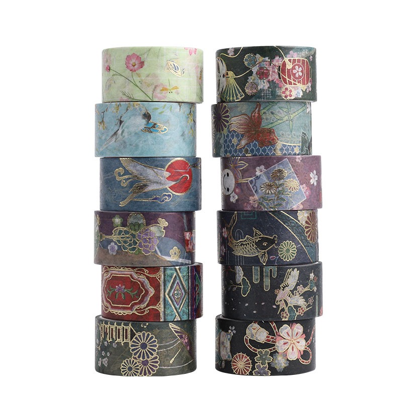 Penlab 12pcs วัฒนธรรมญี่ปุ่น Washi เทปชุด 20 มม.* 2 M ทองฟอยล์กาว Masking เทปสําหรับ Home DIY Art สติกเกอร์ตกแต่ง C6033