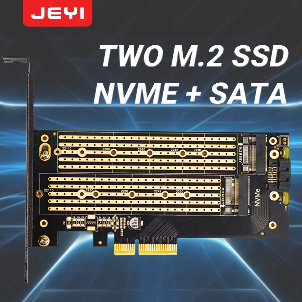 Jeyi อะแดปเตอร์ SK6 m.2 Dual m.2 PCIe 4.0 สําหรับช่อง NVME NGFF SSD NVME (m Key) และ SATA (b Key) SSD เป็น PCIe x4 X8 X16