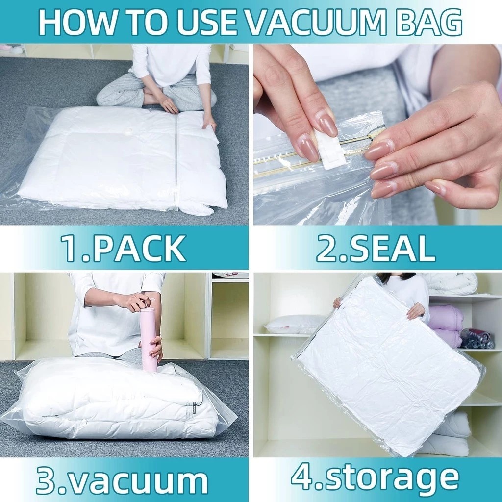 [สินค้าพร้อมส่ง]ถุงสูญญากาศ ถุงสูญญากาศที่บีบอัดสำหรับเสื้อผ้ากระเป๋า ถุงซิปล็อคกระชับพื้นที่ จัดเก็บผ้านวม