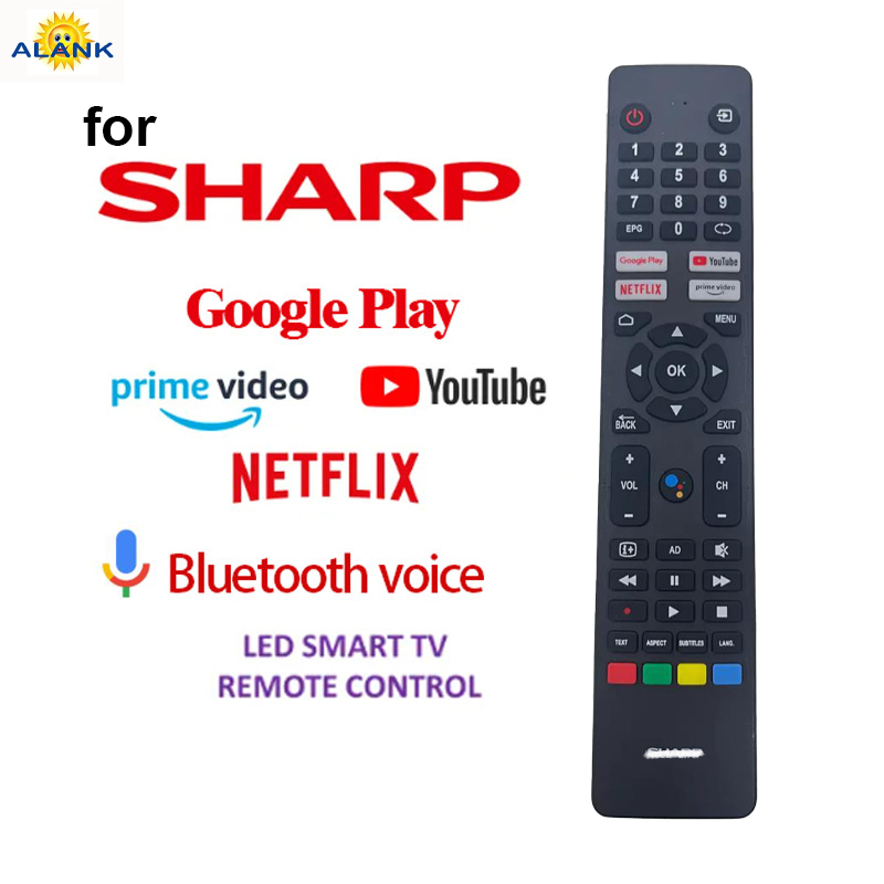 ALANK รีโมทคอนโทรลเสียงของแท้ สำหรับทีวีอัจฉริยะ SHARP LCD พร้อมใช้งาน NETFLIX / YouTube / Google Pl