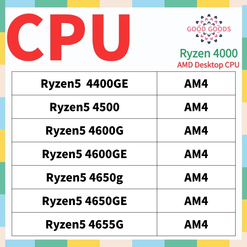 Ryzen5 4400GE 4500 4600G 4600GE 4650g 4650GE 4655G AMD Ryzen 4000 โปรเซสเซอร์เดสก์ท็อป CPU ซ็อกเก็ต 