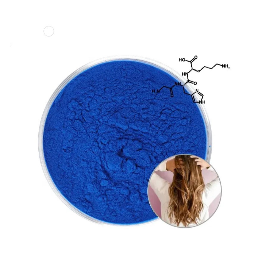 คุณภาพสูงเครื่องสําอางเปปไทด์ GHK-Cu/AHK-cu Copper Tripeptide-1 Powder CAS 89030-95-5