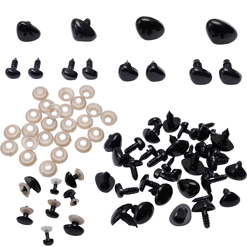 20-50 ชิ้นสีดําอะคริลิคสัตว์สามเหลี่ยมอุปกรณ์เสริมสกรูด้ายสําหรับหมีตุ๊กตาสัตว์ตุ๊กตาสัตว์ตุ๊กตาสัตว์ DIY หัตถกรรมเด็กของเล่นเด็กอุปกรณ์เสริม