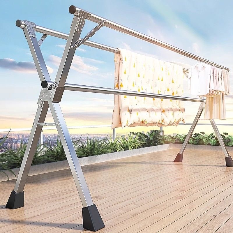ราวตากผ้าสแตนเลส 304 ปรับได้ง่าย หดพับได้ ราวตากผ้า 240cm ราวตากผ้าพับได้ แข็งแรงทนทาน คุ้มๆ
