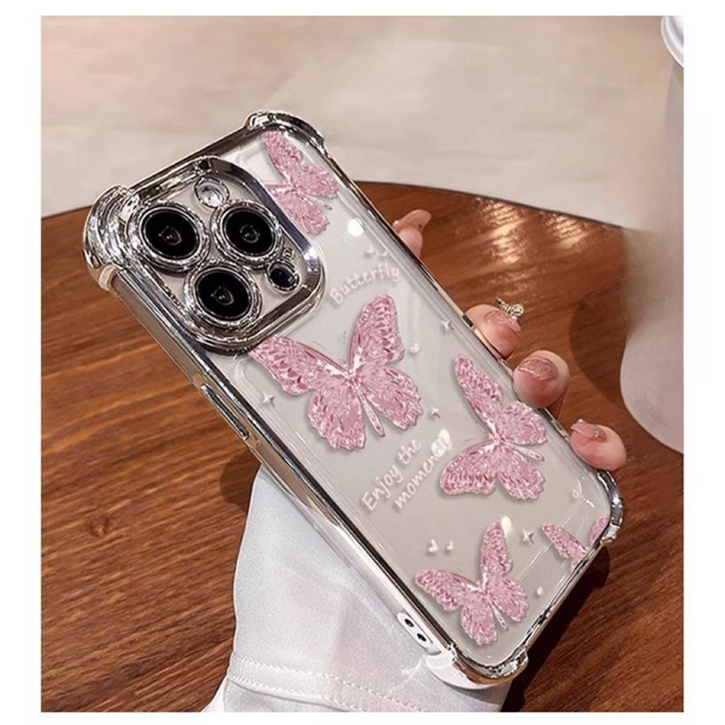 เคส For iPhone 12 Pro max X XS XR XS Max 11 12 Pro กรณีโทรศัพท์ผีเสื้อซิลิโคนสี่มุม