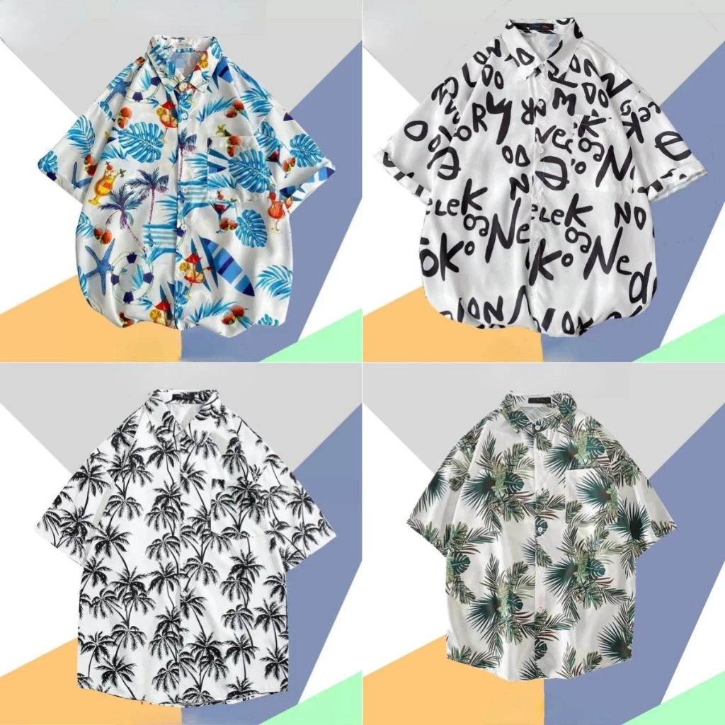 เสื้อฮาวาย แขนสั้น ลายดอกไม้ สไตล์ Hawaii ใส่เที่ยวทะเล ชาย-หญิง thumbnail 4