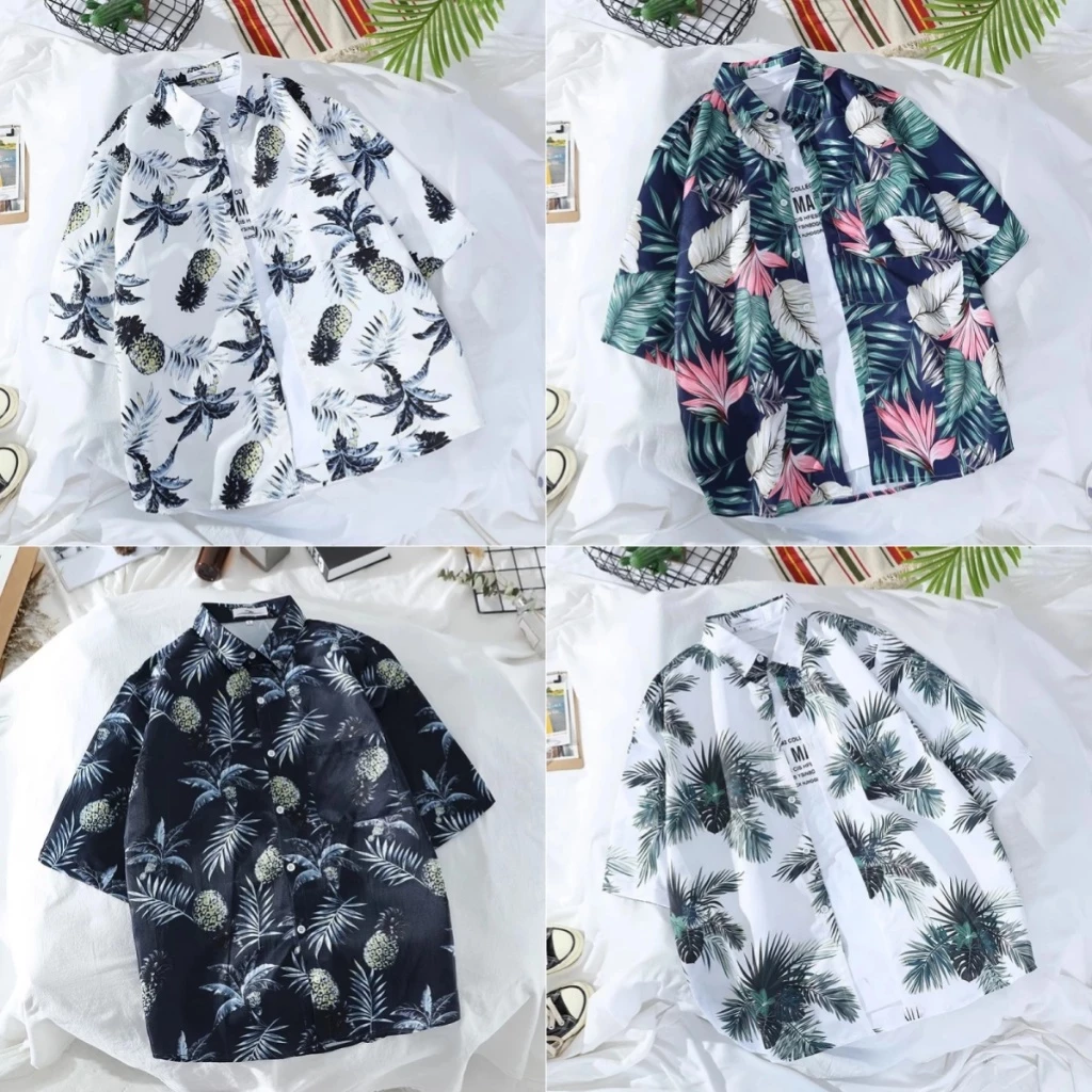 เสื้อฮาวาย แขนสั้น ลายดอกไม้ สไตล์ Hawaii ใส่เที่ยวทะเล ชาย-หญิง thumbnail 3