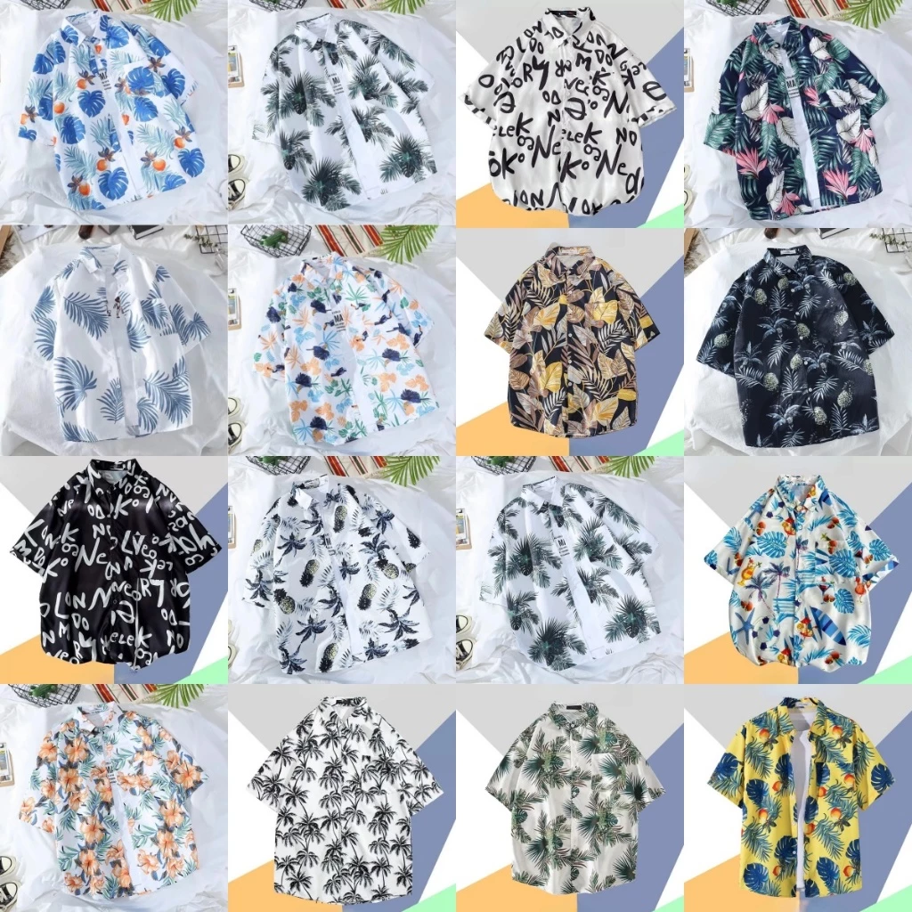 เสื้อฮาวาย แขนสั้น ลายดอกไม้ สไตล์ Hawaii ใส่เที่ยวทะเล ชาย-หญิง