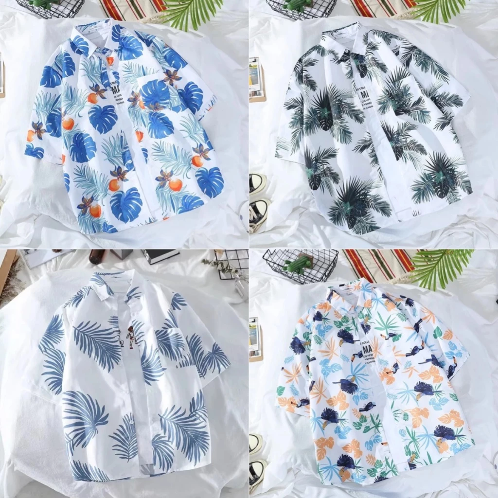 เสื้อฮาวาย แขนสั้น ลายดอกไม้ สไตล์ Hawaii ใส่เที่ยวทะเล ชาย-หญิง thumbnail 7