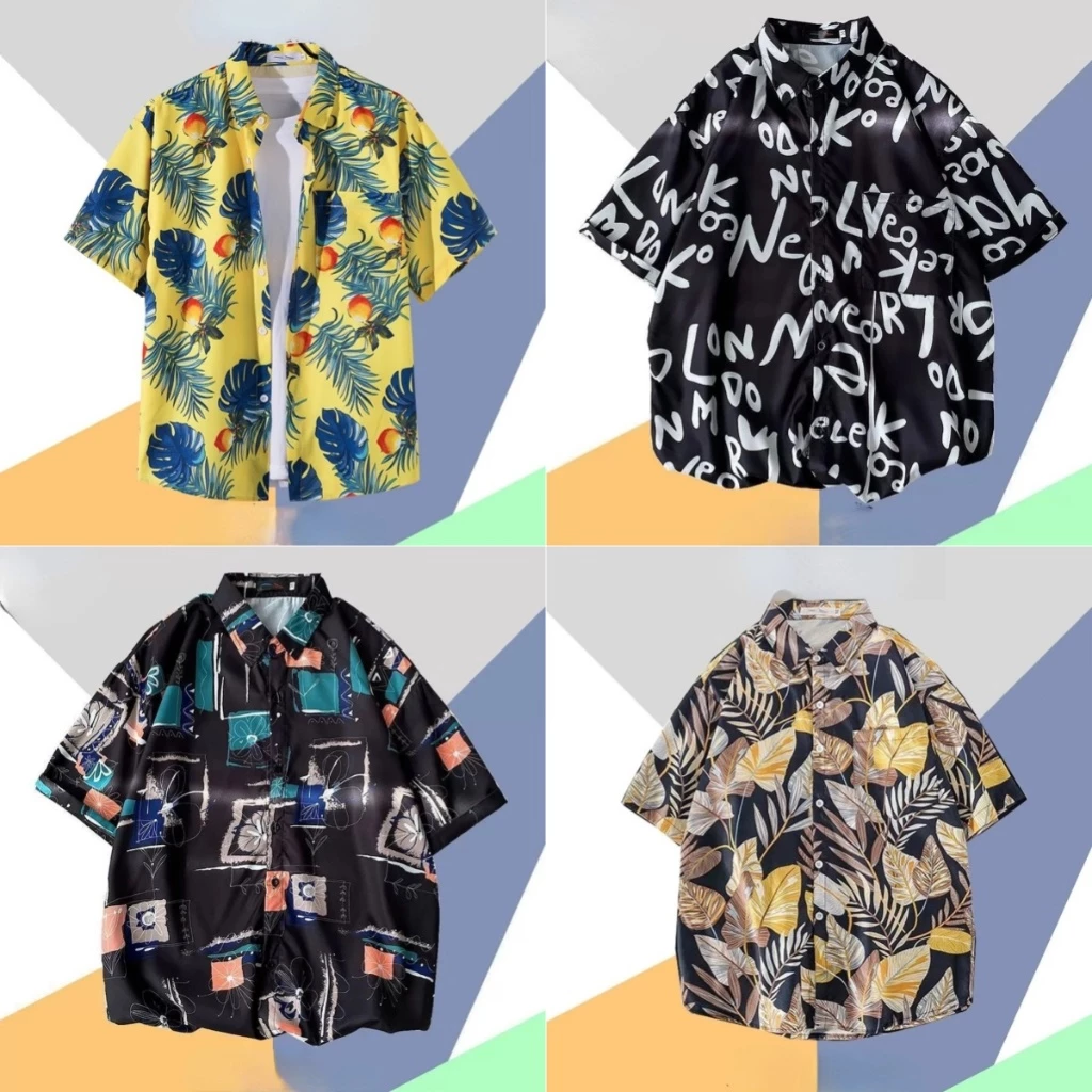 เสื้อฮาวาย แขนสั้น ลายดอกไม้ สไตล์ Hawaii ใส่เที่ยวทะเล ชาย-หญิง thumbnail 5
