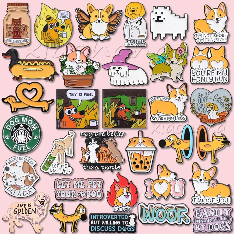 น่ารักการ์ตูนสุนัขเคลือบ Pin ไซบีเรียน Husky Corgi เข็มกลัดสัตว์เลี้ยงสัตว์ป้ายกระเป๋าเป้สะพายหลังอุปกรณ์เสริมของขวัญสําหรับเพื่อน
