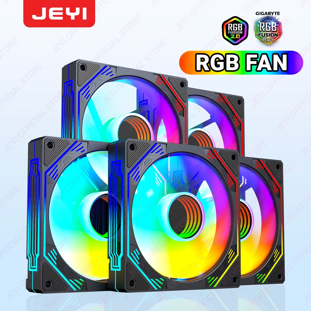 Jeyi พัดลมระบายความร้อน RGB 120 มม.คอมพิวเตอร์ชุดพัดลมประสิทธิภาพสูง 6pin พัดลม PC Cooler หม้อน้ําเงียบพร้อม ARGB Controller