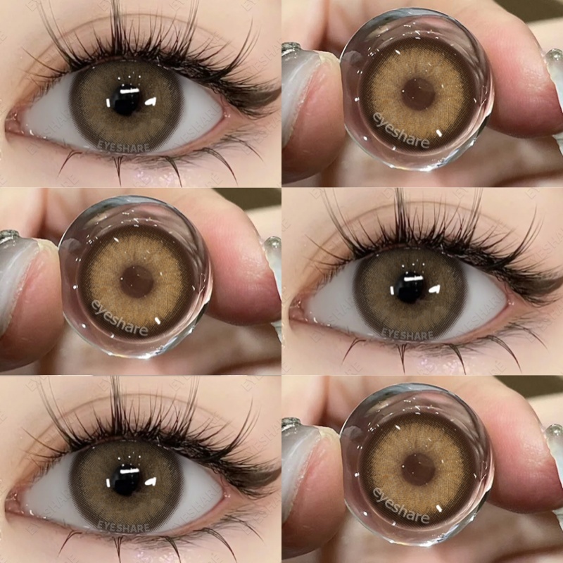 [5DD]Eyeshare คอนแทคเลนส์ธรรมชาติสวมใส่ทุกวันเลนส์สีน้ําตาลสีเทาเลนส์นุ่มรายปีความงามนักเรียน 2 ชิ้น