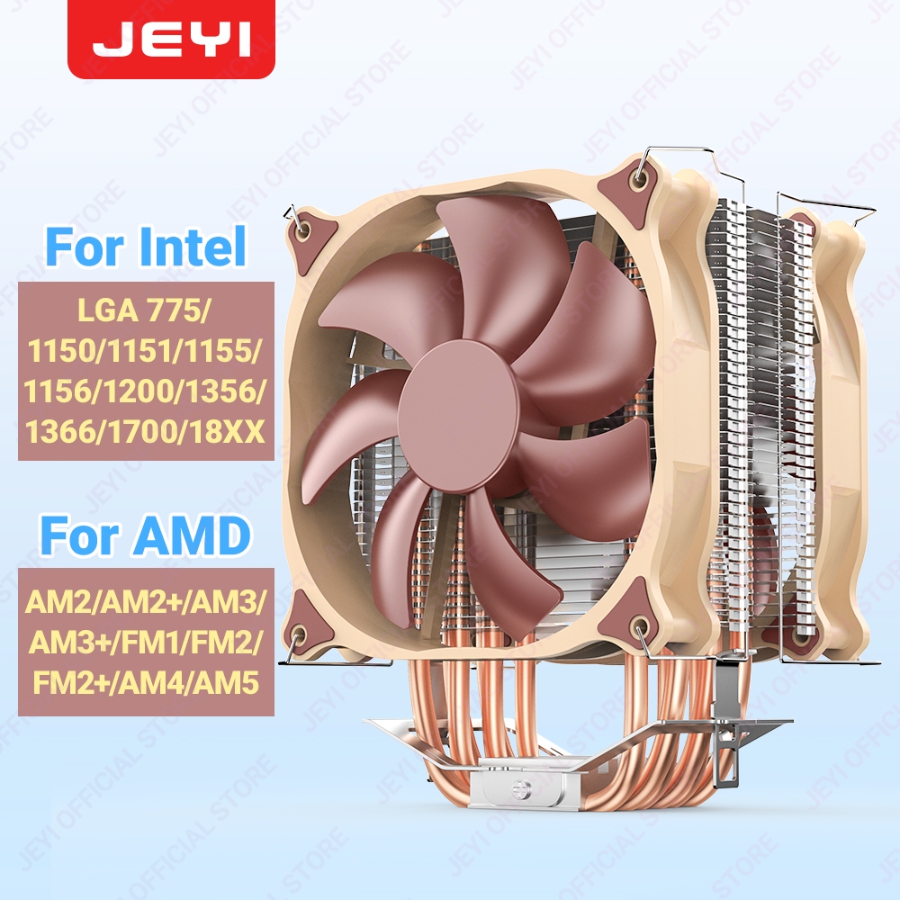 Jeyi CPU Cooler 4/6 ท่อความร้อน Tower หม้อน้ํา PC 120 มม.4PIN PWM พัดลมสําหรับ Intel 1700 1200 1150 1155 1156 1366 2011 AM5 AM4 AM3 AM2