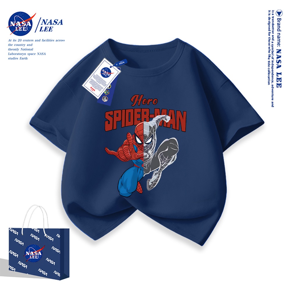 【จำนวนจำกัด】เสื้อยืดผ้าคอตตอนหลวมๆ สไตล์อเมริกัน NASA สำหรับเด็ก ลายสไปเดอร์แมน ฤดูร้อน แขนสั้น - รูปที่ 2
